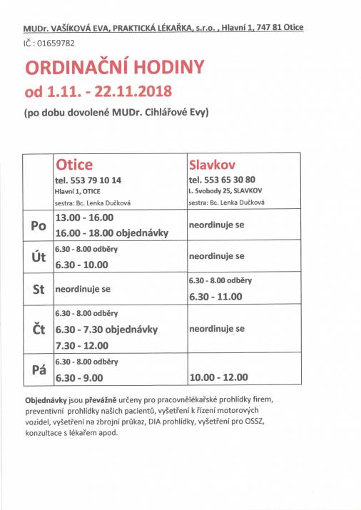 ordinační hodiny